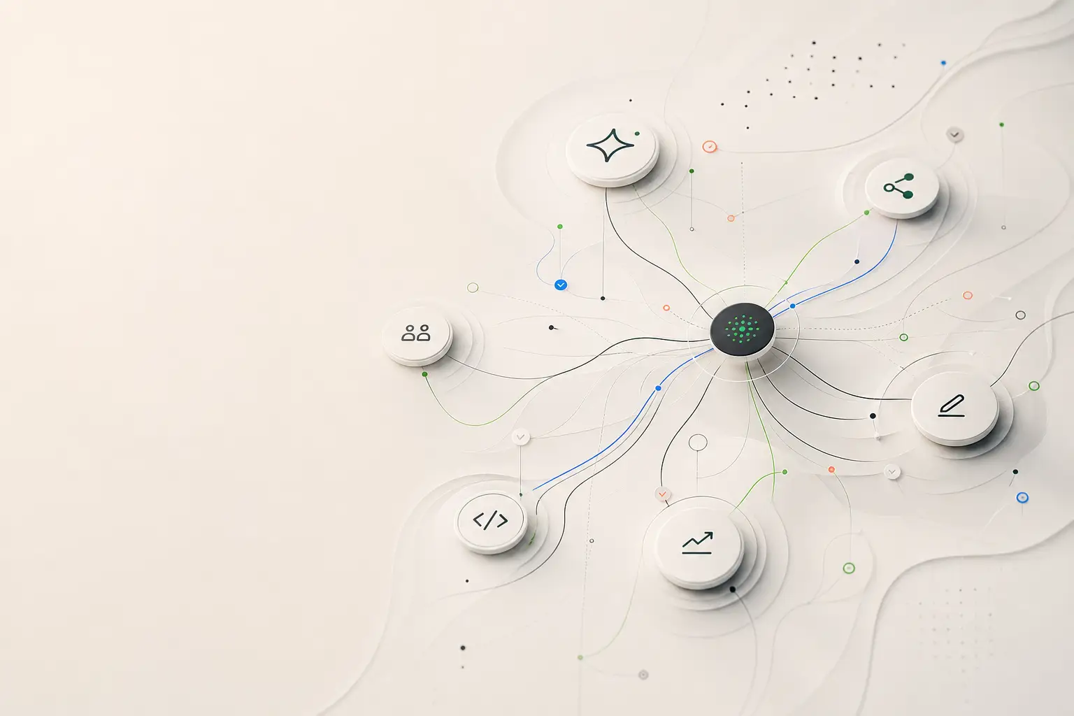 A network of connected nodes — the AI business systems era